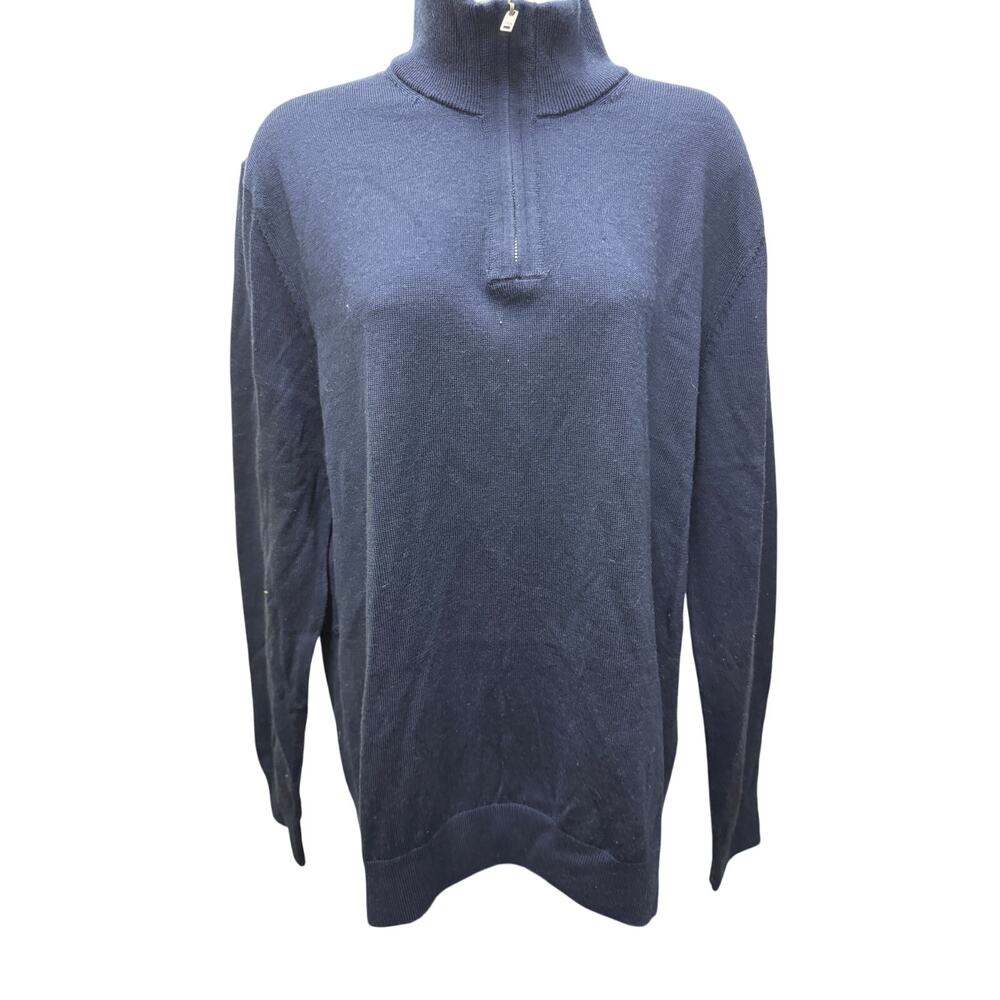 Banana Republic 100% Merino Wool Golden Navy Blue Knit Sweater Size L pullover